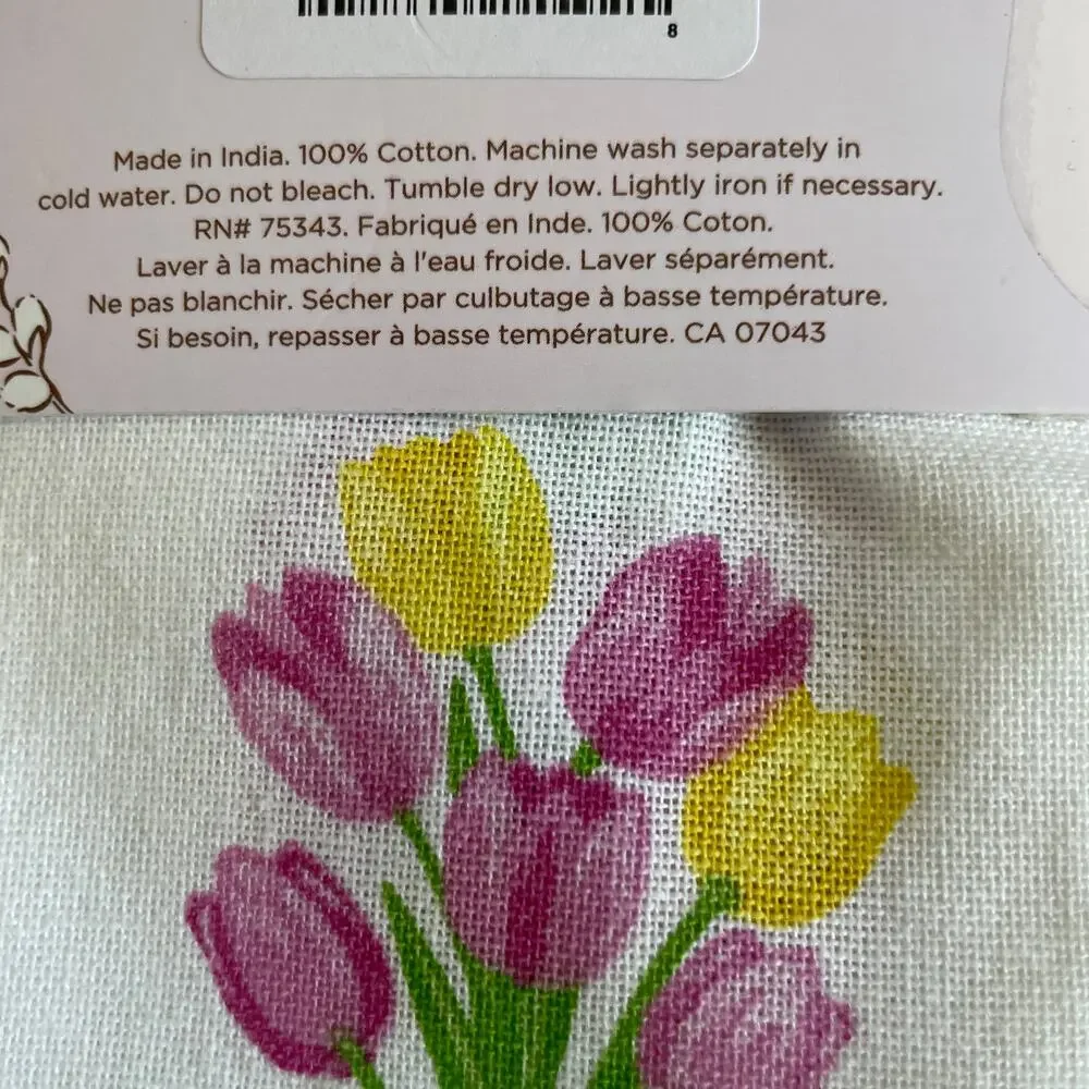 8pc Rachel Ashwell THE FARMHOUSE Cotton Napkins 18x18 Embroidered Tulips New